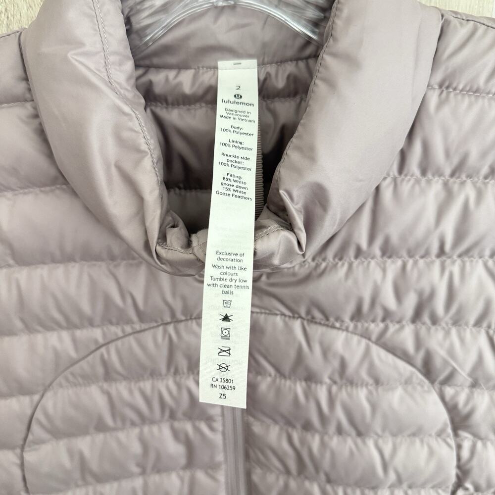 Lululemon Vest Womens Size 2 Puffer Pack It Down Mauve Pink Goose Athleisure - Picture 4 of 16